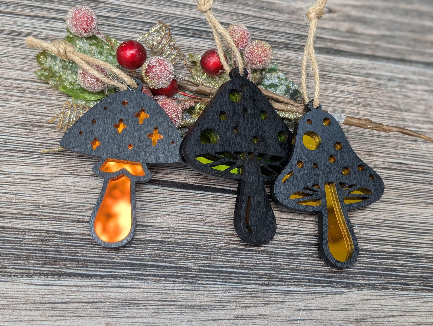 Set of 3 Mushroom Ornaments