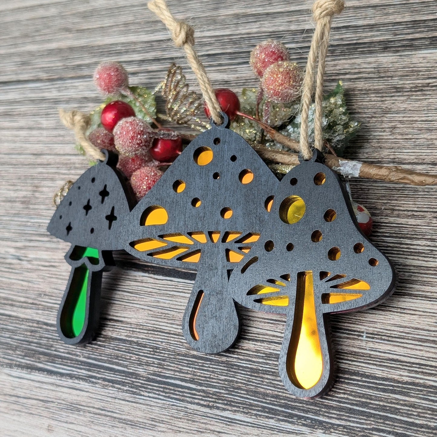 Set of 3 Mushroom Ornaments