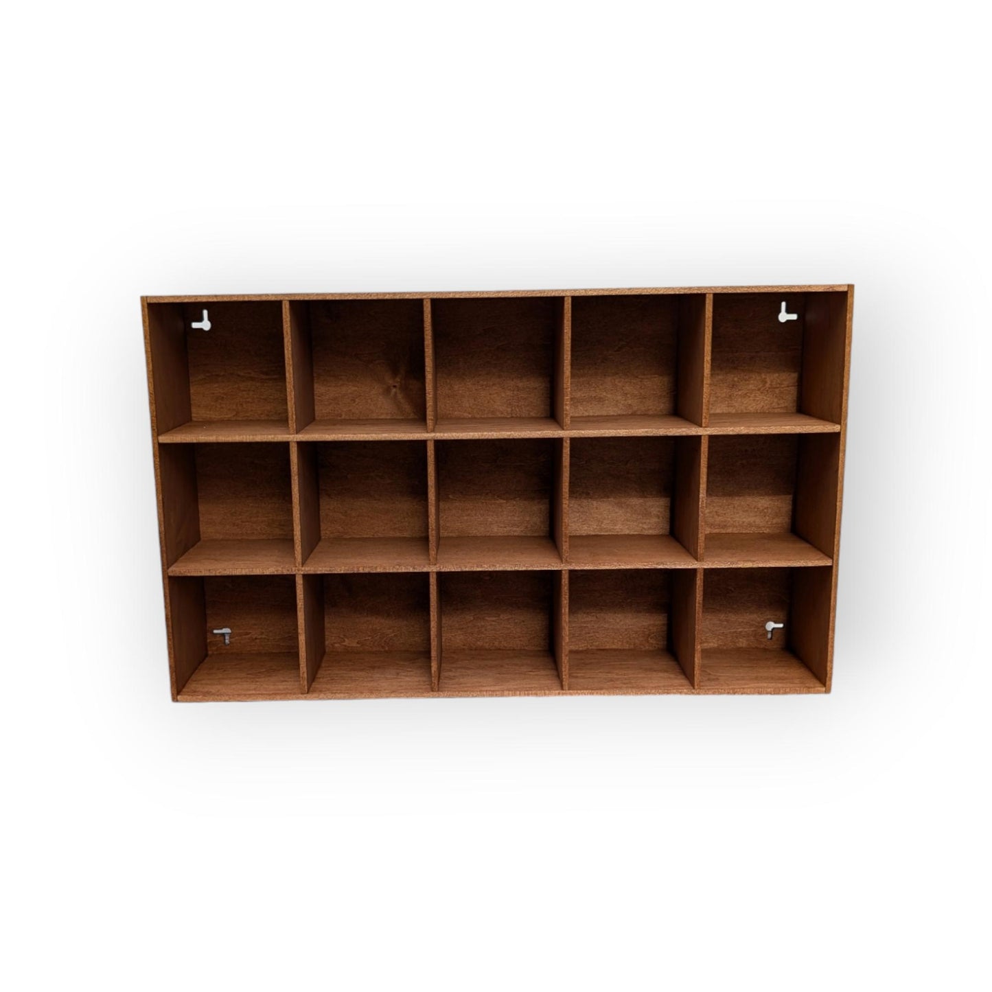 15 Compartment Wooden Display Shelf - Coffee Mug Shelf - 4.5x4.5 - Trinket Shelf - Curio Cabinet
