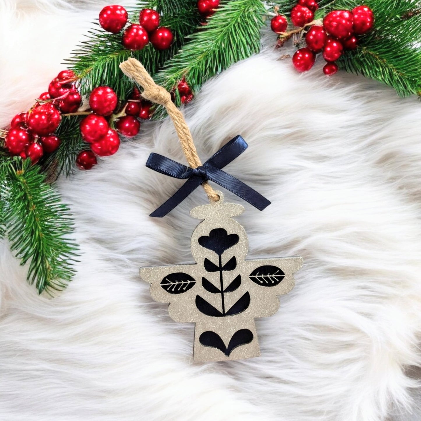 Set of 8 Minimalist Scandinavian Style Christmas Tree Ornaments - Hygge Christmas Ornaments - Rustic Ornament Set - Boho Christmas Ornaments