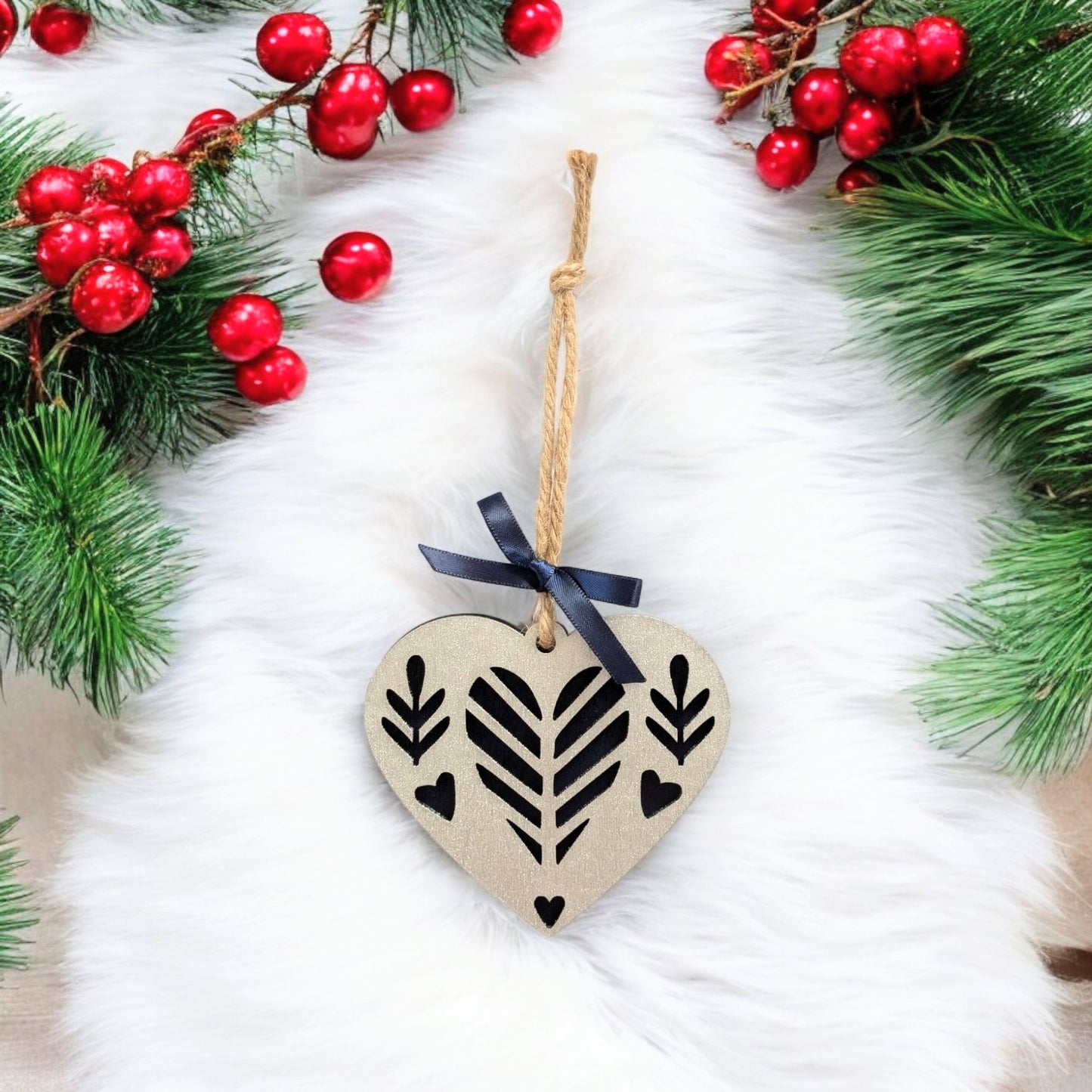 Set of 8 Minimalist Scandinavian Style Christmas Tree Ornaments - Hygge Christmas Ornaments - Rustic Ornament Set - Boho Christmas Ornaments