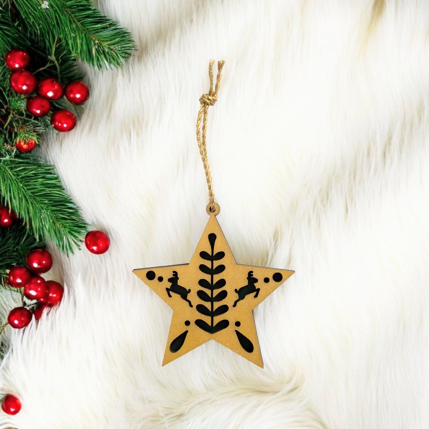Set of 8 Minimalist Scandinavian Style Christmas Tree Ornaments - Hygge Christmas Ornaments - Rustic Ornament Set - Boho Christmas Ornaments