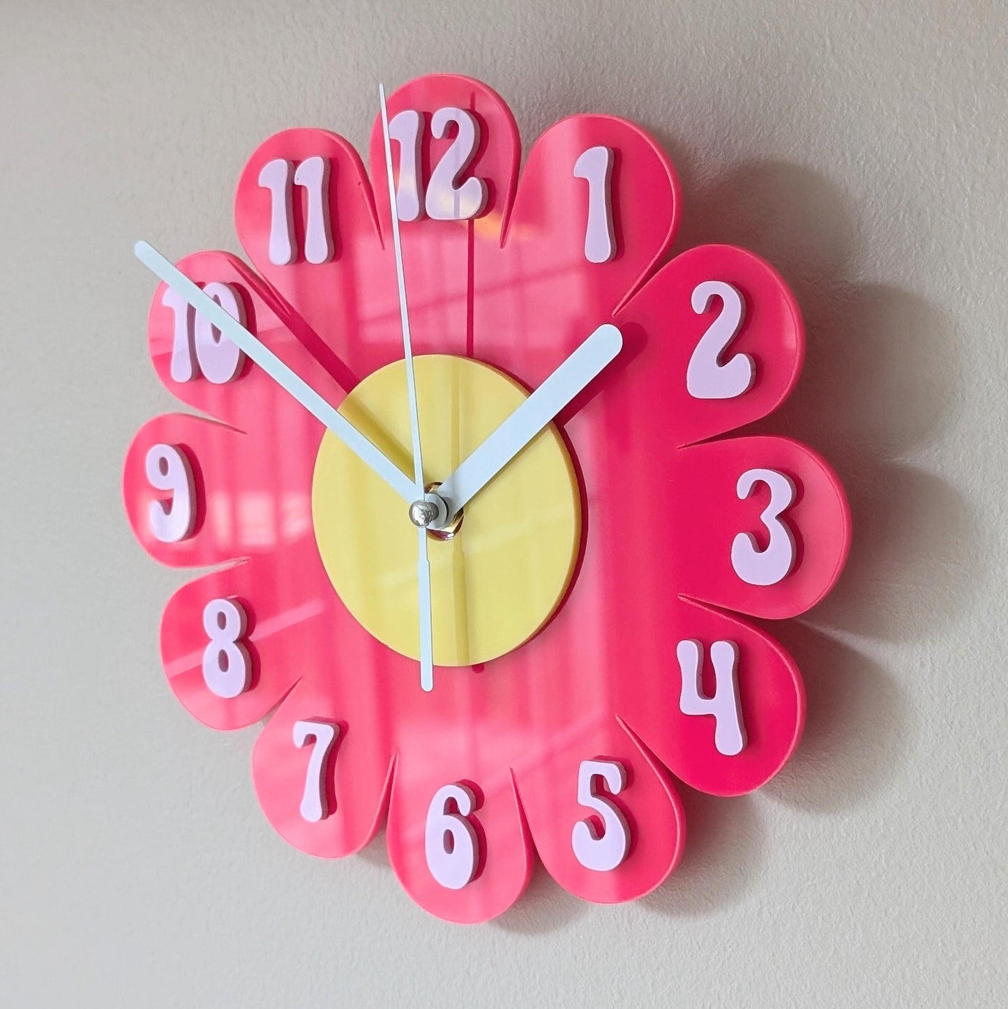 Mini Retro Vintage 1970s Inspired Daisy Wall Clock -Funky Wall Clock - Retro Clock - Flower Power -Mini Clock - Kitchen Clock - Flower Clock