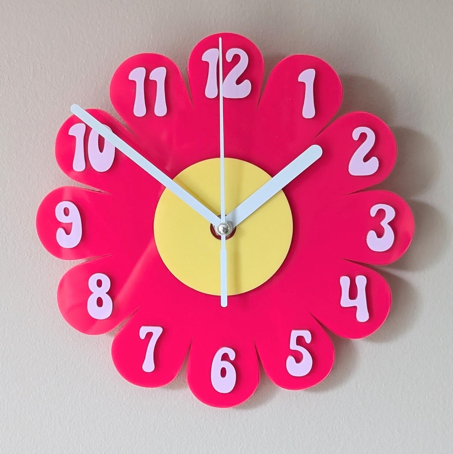 Mini Retro Vintage 1970s Inspired Daisy Wall Clock -Funky Wall Clock - Retro Clock - Flower Power -Mini Clock - Kitchen Clock - Flower Clock