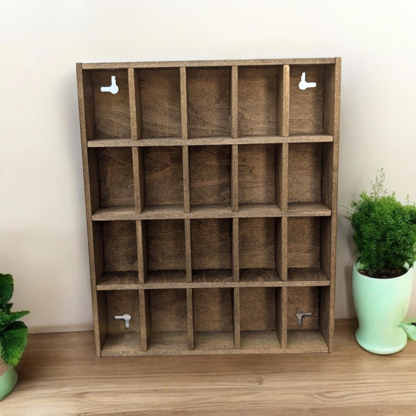 20 Compartment Wooden Display Shelf - 1.5x2.5 - Trinket Shelf - Curio Cabinet