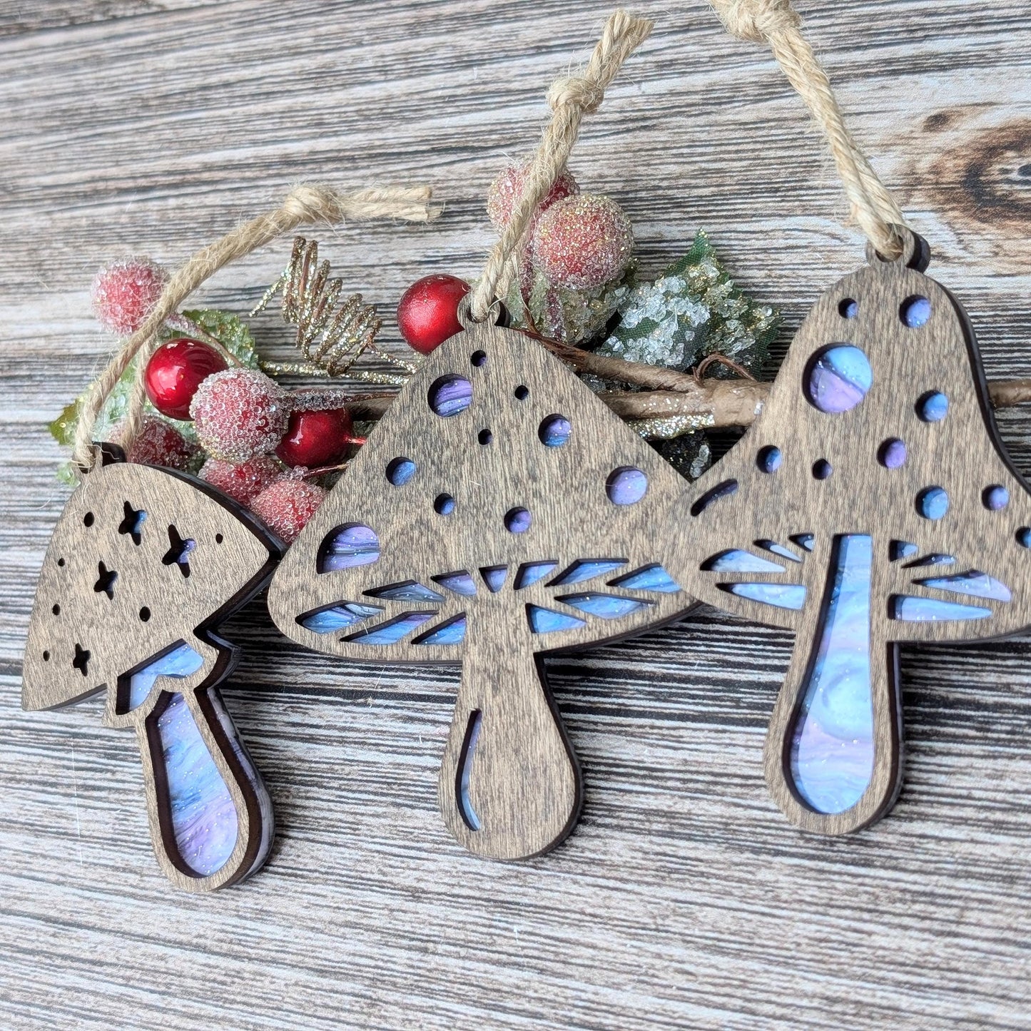 Set of 3 Mushroom Ornaments