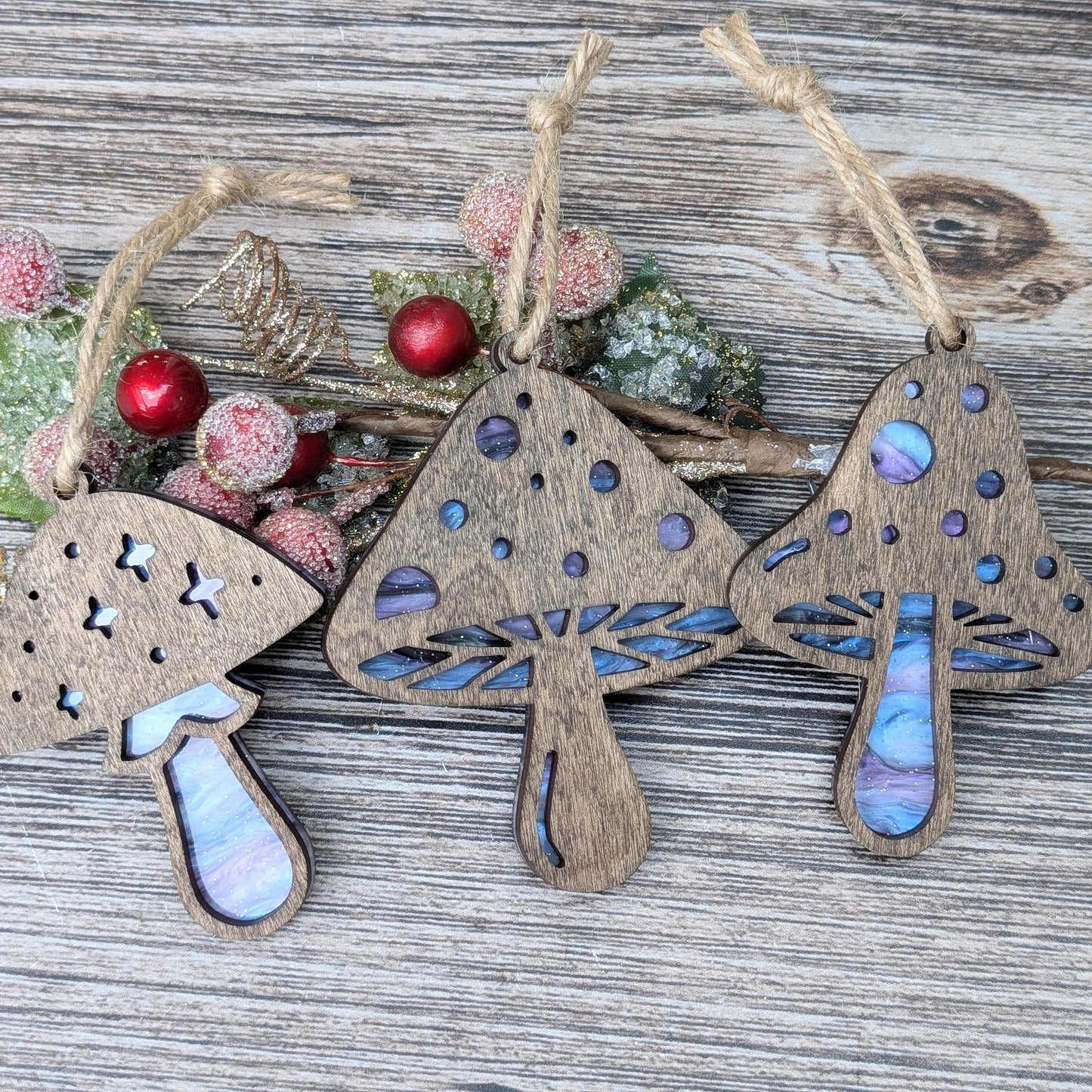 Set of 3 Mushroom Ornaments