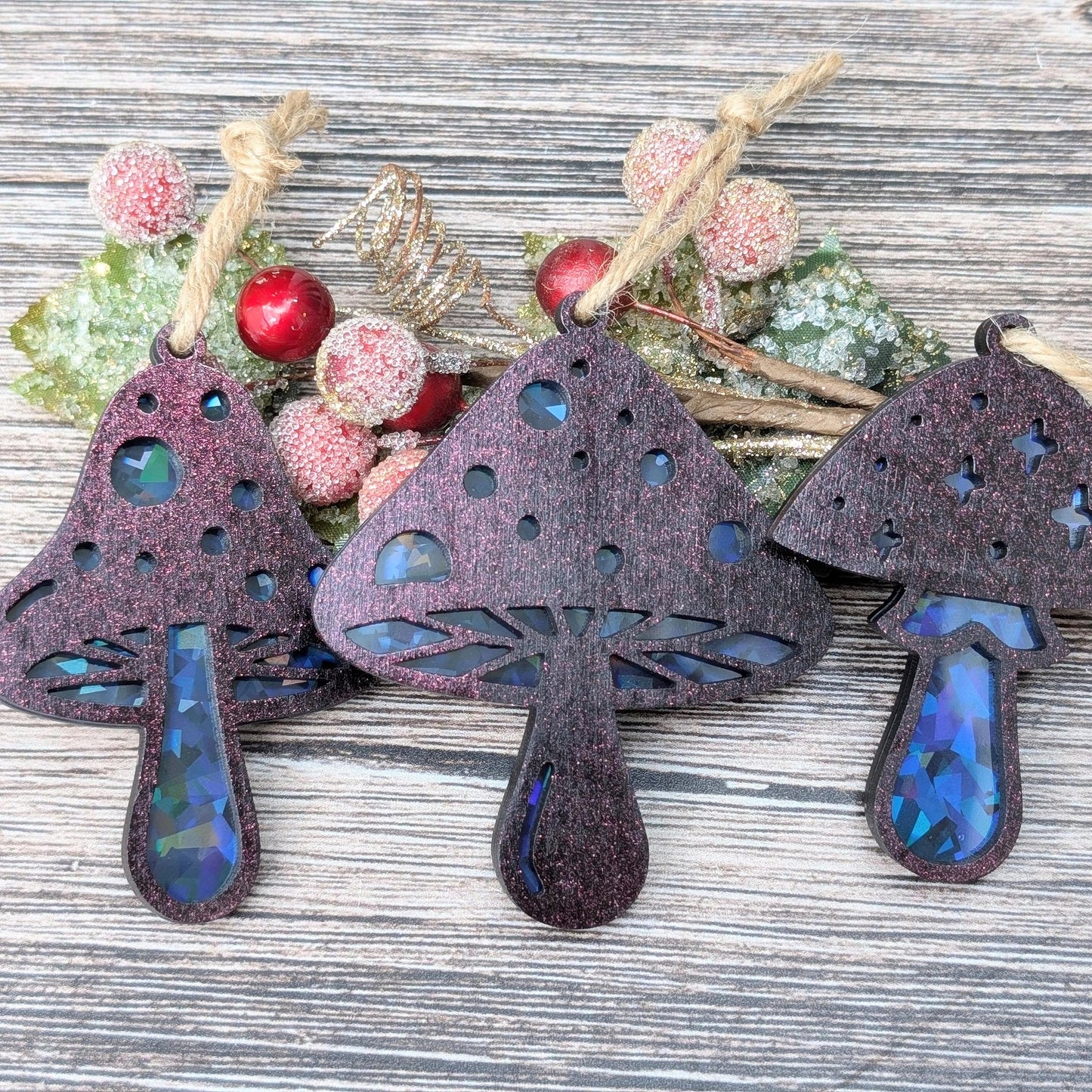 Set of 3 Mushroom Ornaments