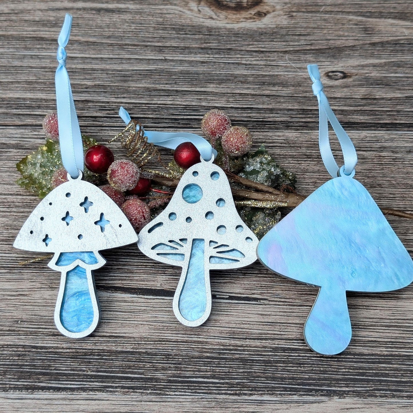 Set of 3 Mushroom Ornaments