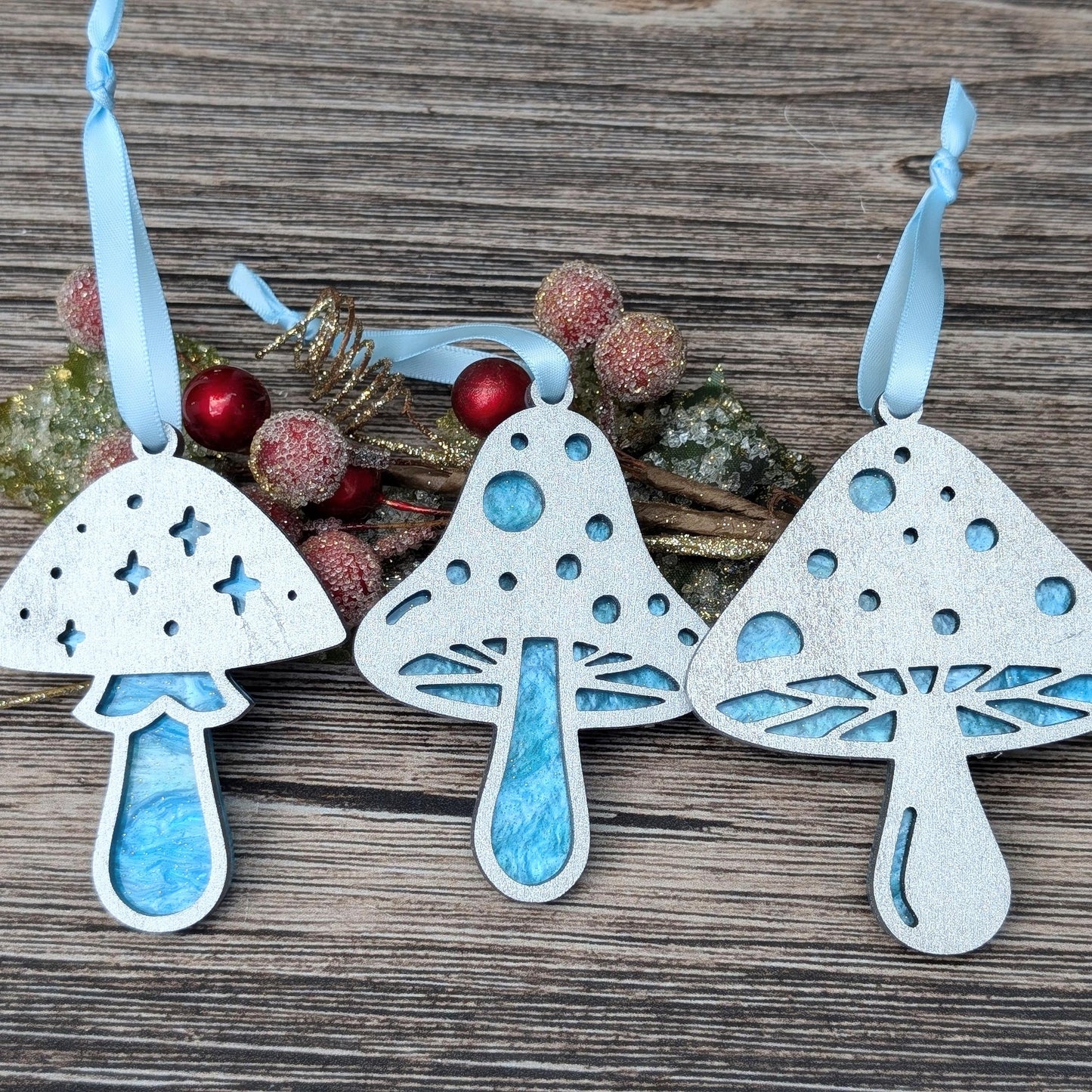 Set of 3 Mushroom Ornaments