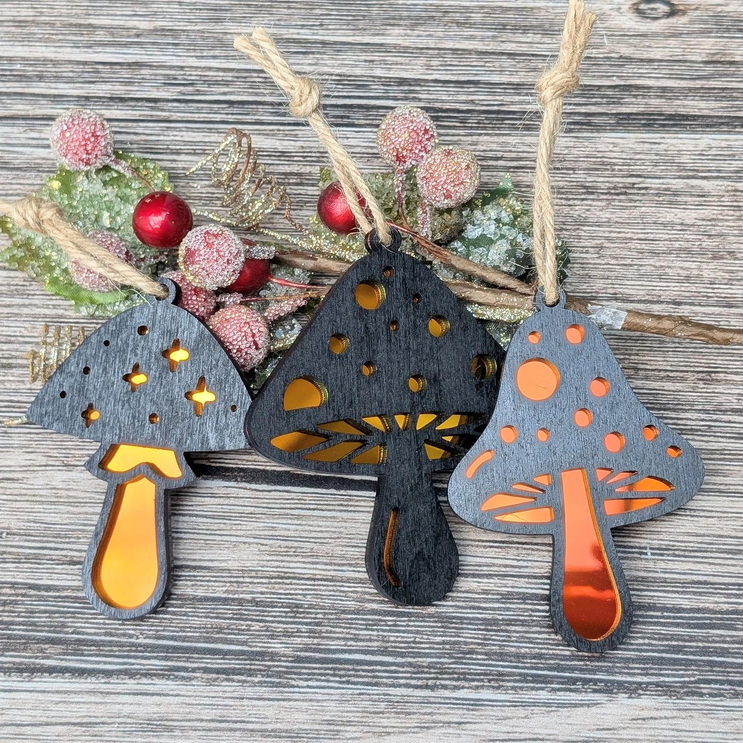 Set of 3 Mushroom Ornaments