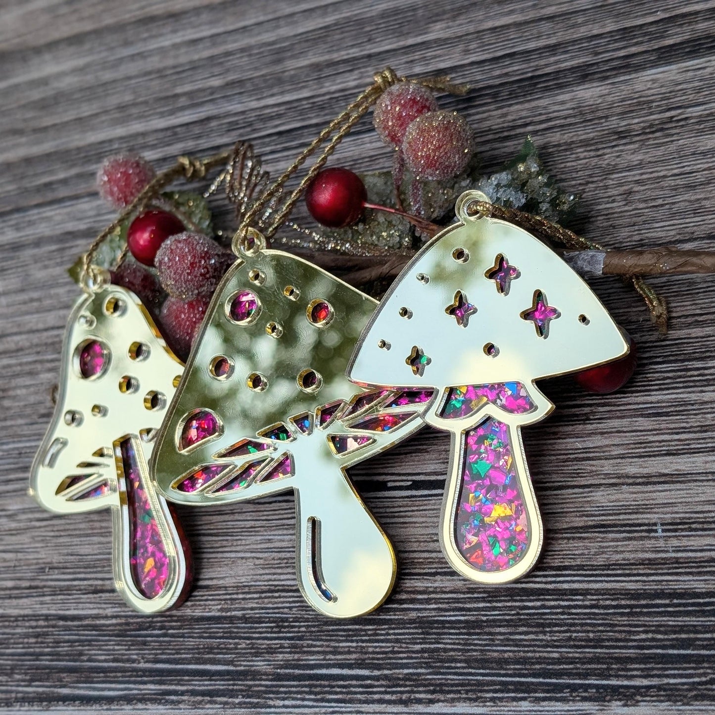 Set of 3 Mushroom Ornaments