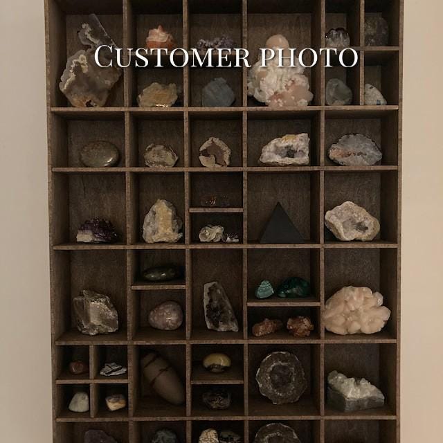 Shadow Box Wooden Display Shelf - Wall Cubby Shelf - Multiple Compartment Sizes - #5 - Trinket Shelf - Curio Cabinet