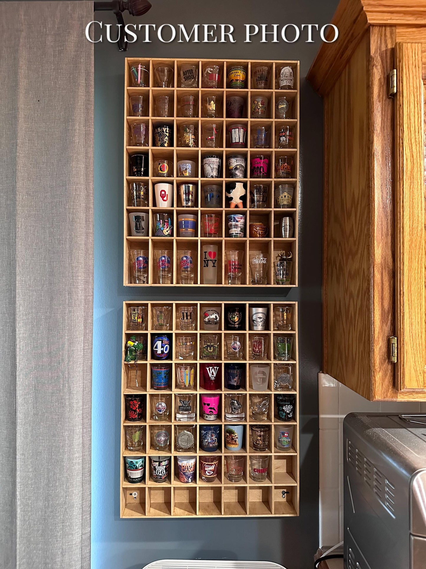 49 Compartment Wooden Display Shelf - 2.75x2.25 - Trinket Shelf - Curio Cabinet