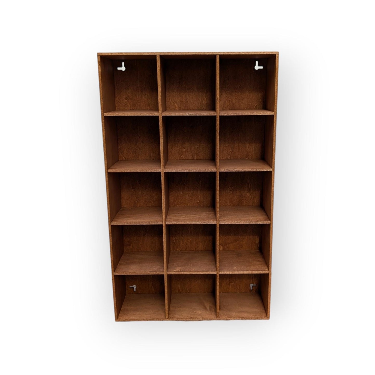 15 Compartment Wooden Display Shelf - Coffee Mug Shelf - 4.5x4.5 - Trinket Shelf - Curio Cabinet