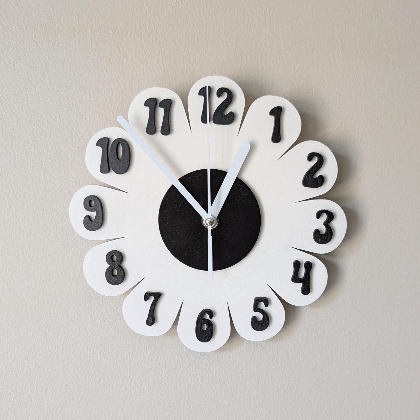 Mini Retro Vintage 1970s Inspired Daisy Wall Clock -Funky Wall Clock - Retro Clock - Flower Power -Mini Clock - Kitchen Clock - Flower Clock