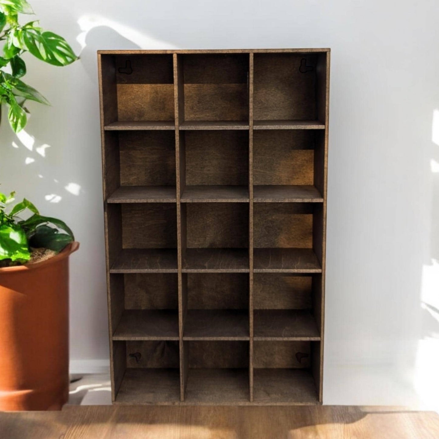 15 Compartment Wooden Display Shelf - 4x4 - Trinket Shelf - Curio Cabinet