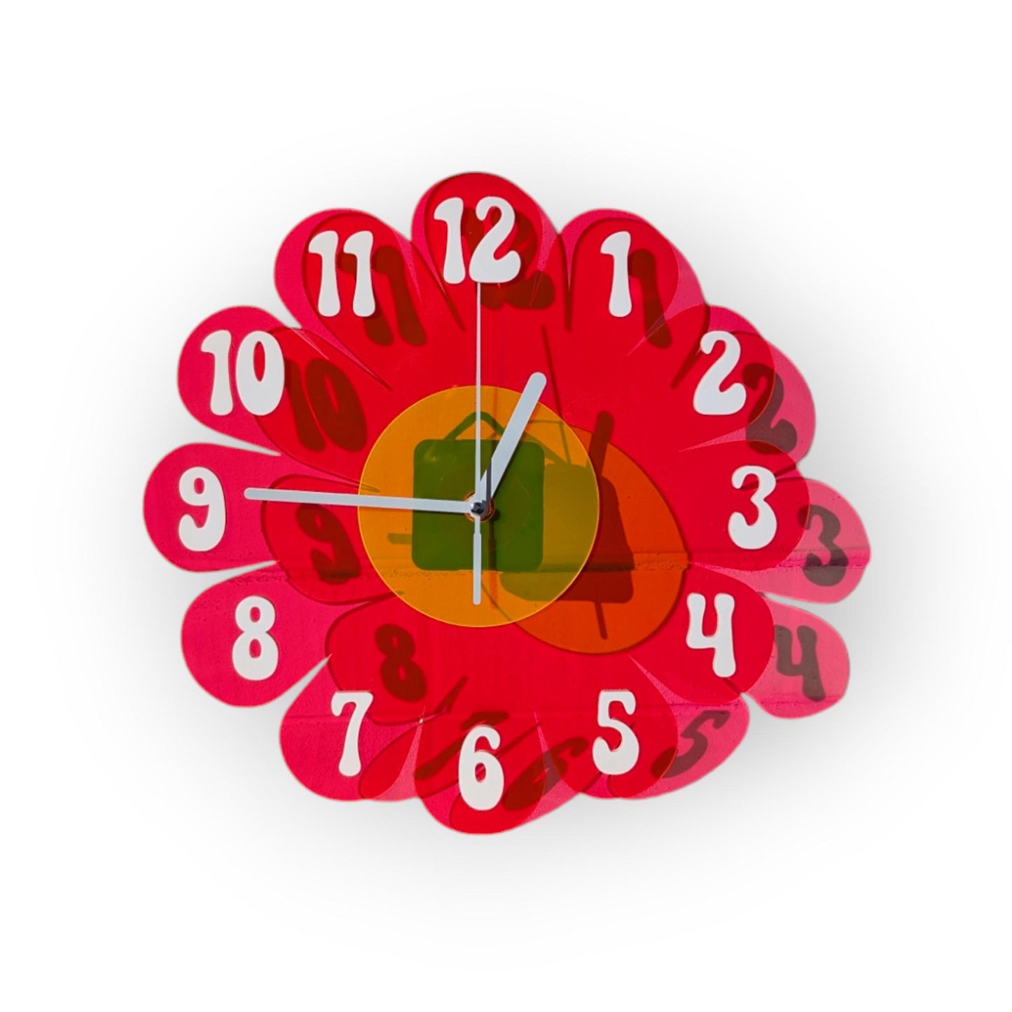 Blacklight UV Retro Vintage 1970s Inspired Daisy Wall Clock - Funky Wall Clock - Retro Clock- Nursery Clock - Kitchen Clock Hot Pink Clock