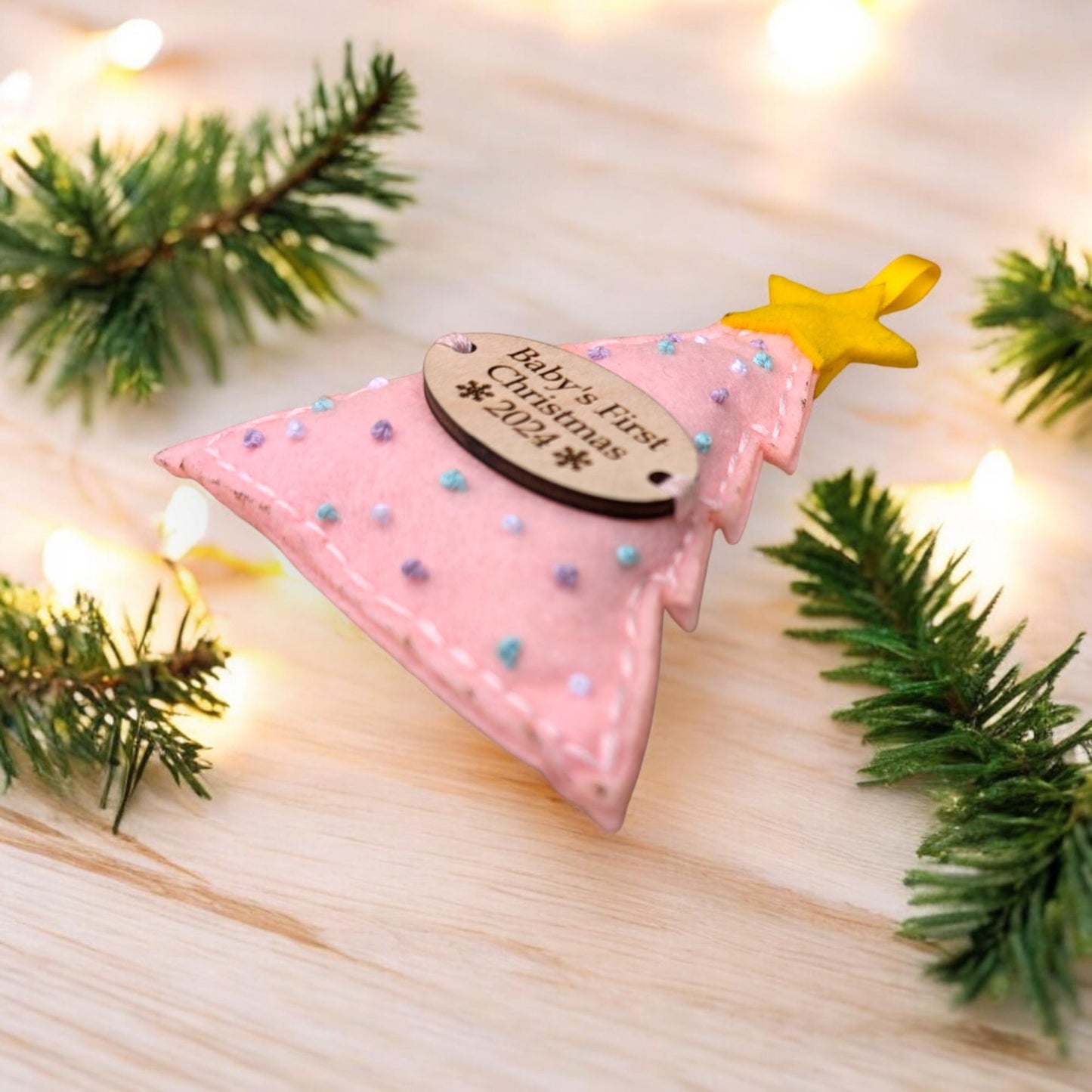 Custom Embroidered Babys First Christmas Ornament