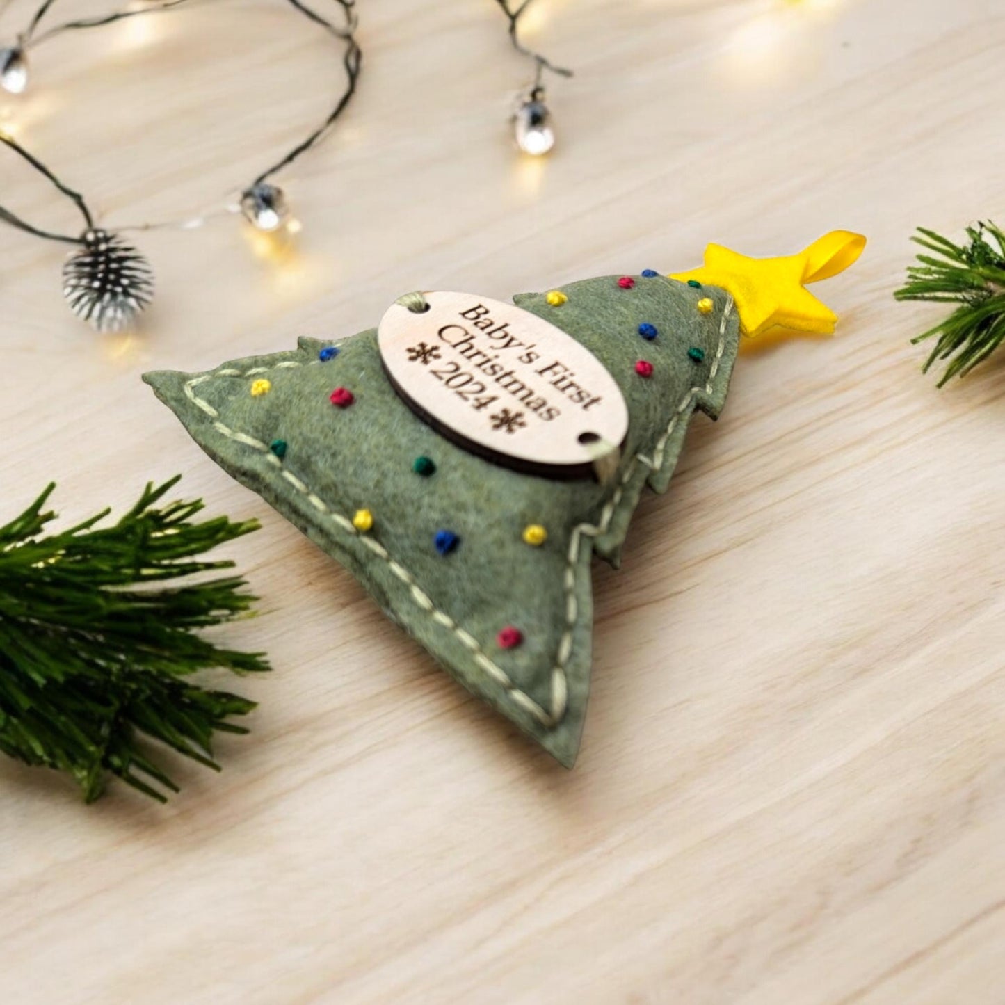 Custom Embroidered Babys First Christmas Ornament