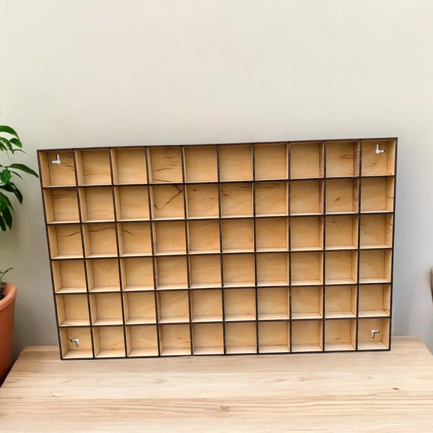 60 Compartment Wooden Display Shelf - 2.6x2.5 - Trinket Shelf - Curio Cabinet