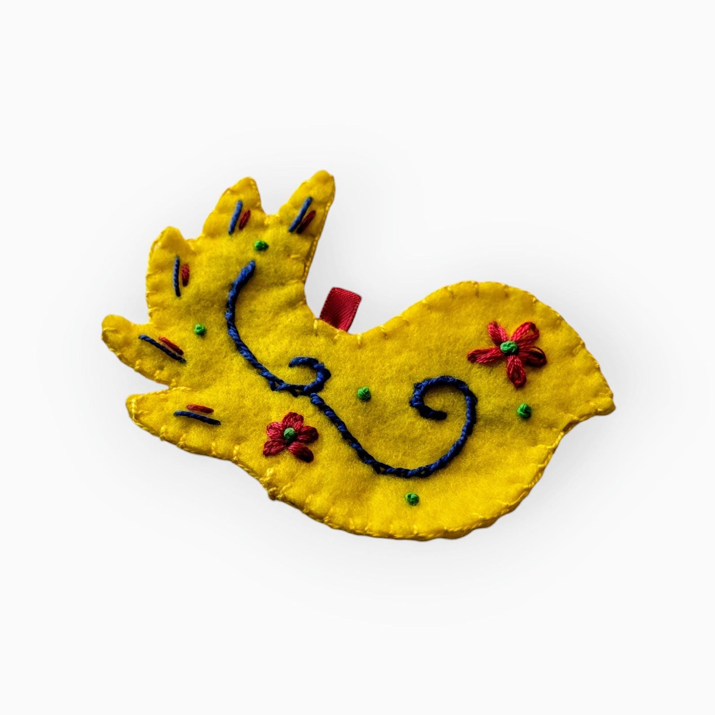 Custom Embroidered Bird Christmas Ornament - Hand embroidered Heirloom Ornament - hygge Ornament - Floral Embroidered Ornament