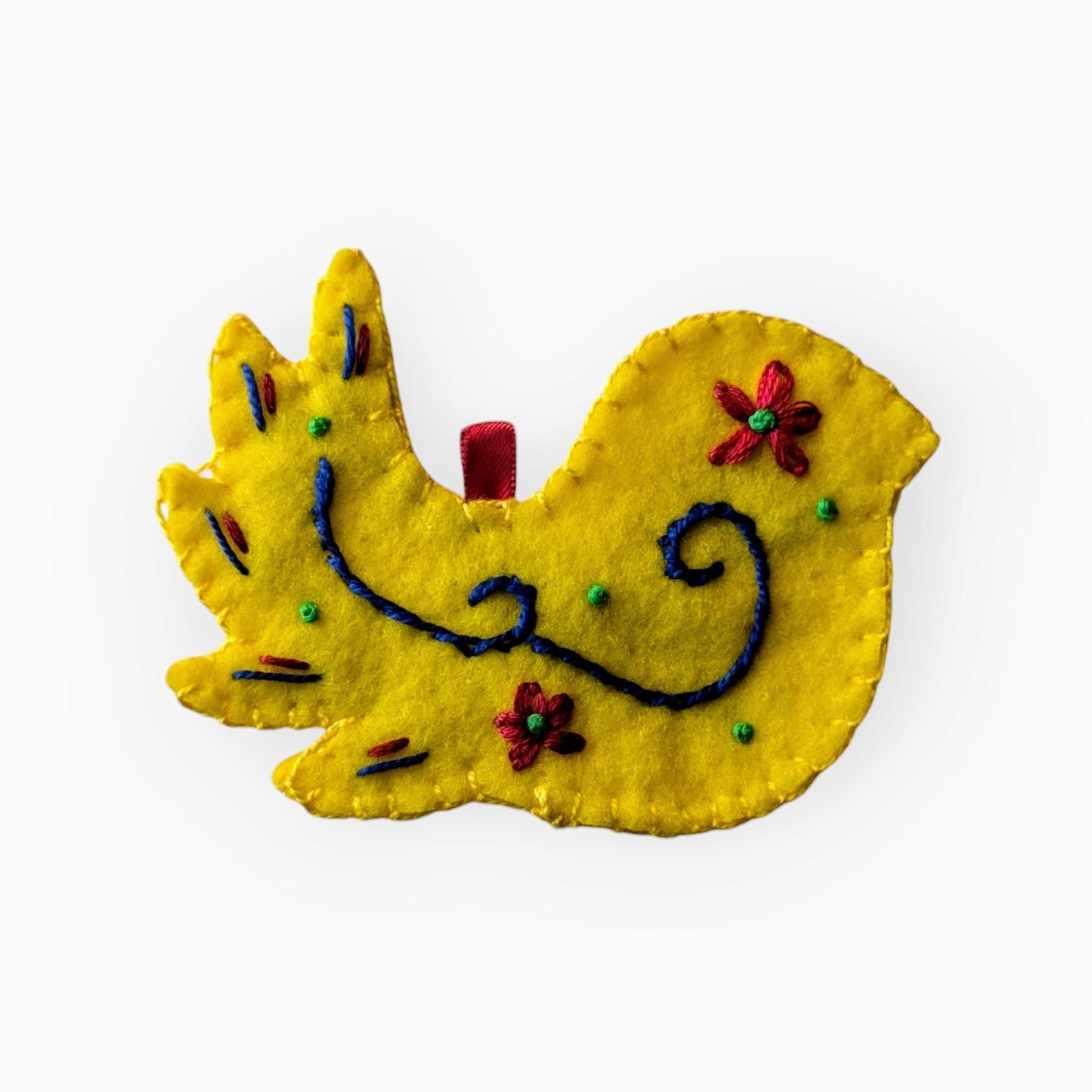 Custom Embroidered Bird Christmas Ornament - Hand embroidered Heirloom Ornament - hygge Ornament - Floral Embroidered Ornament