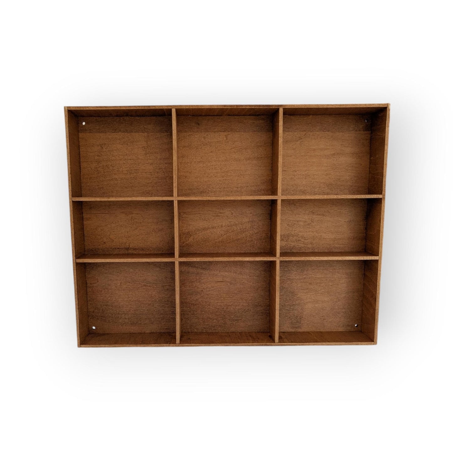 9 Compartment Wooden Display Shelf - Multiple Compartment Sizes - Trinket Shelf - Curio Cabinet