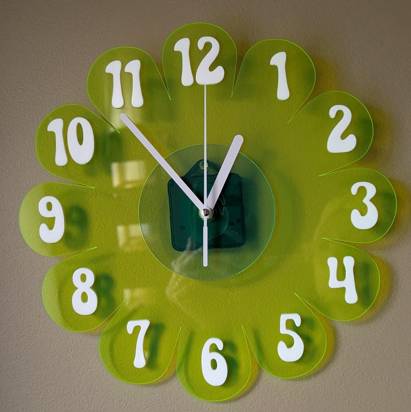 Blacklight Green Daisy Clock