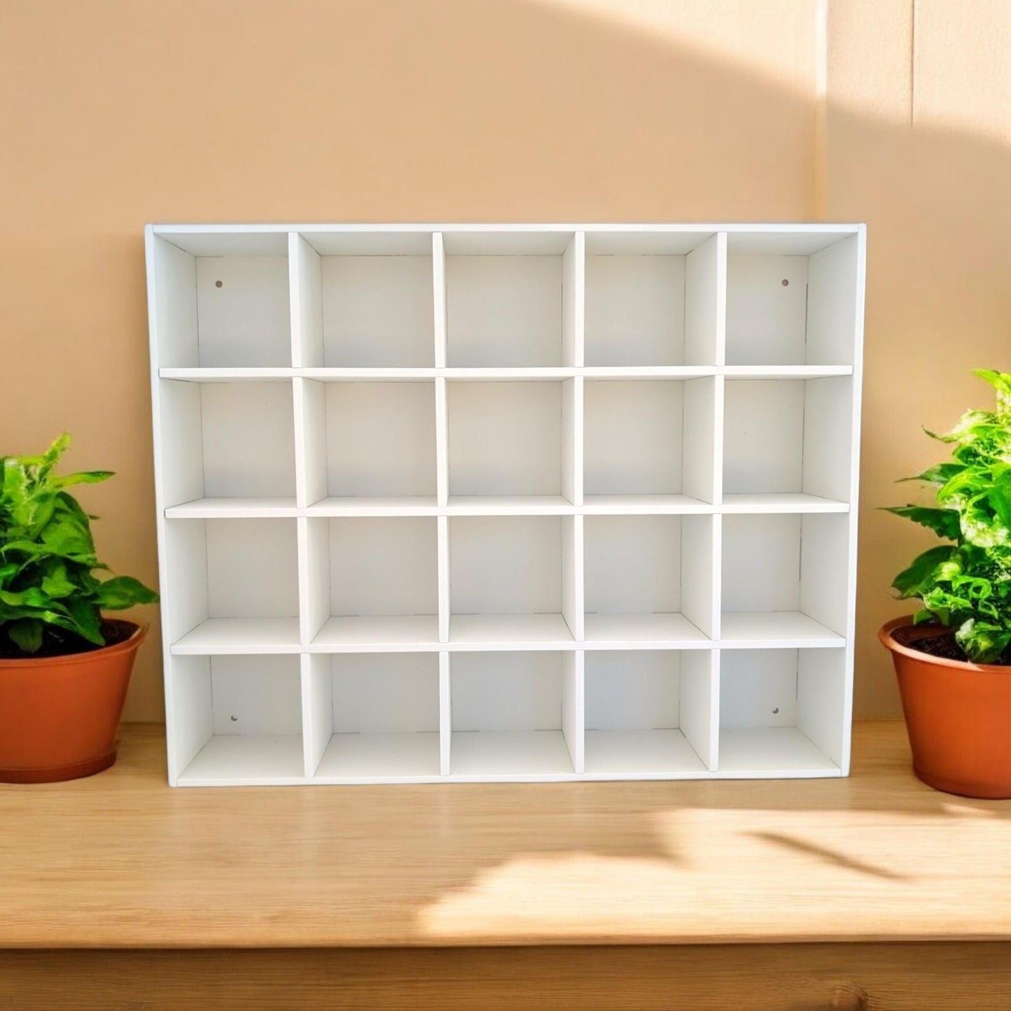 20 Compartment Wooden Display Shelf - 3x3 - Trinket Shelf - Curio Cabinet