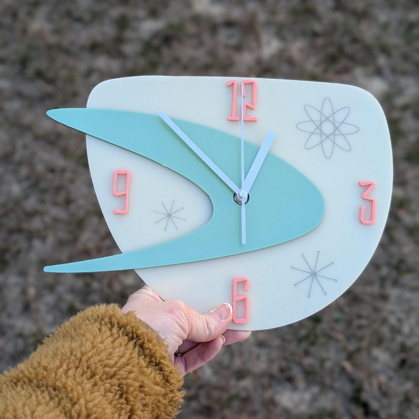 Mid Century Retro 50s Style Clock - Atomic Clock - Kitchen Clock - MCM Decor - Mid Century Modern Clock -Funky Nursery Clock - Diner Decor