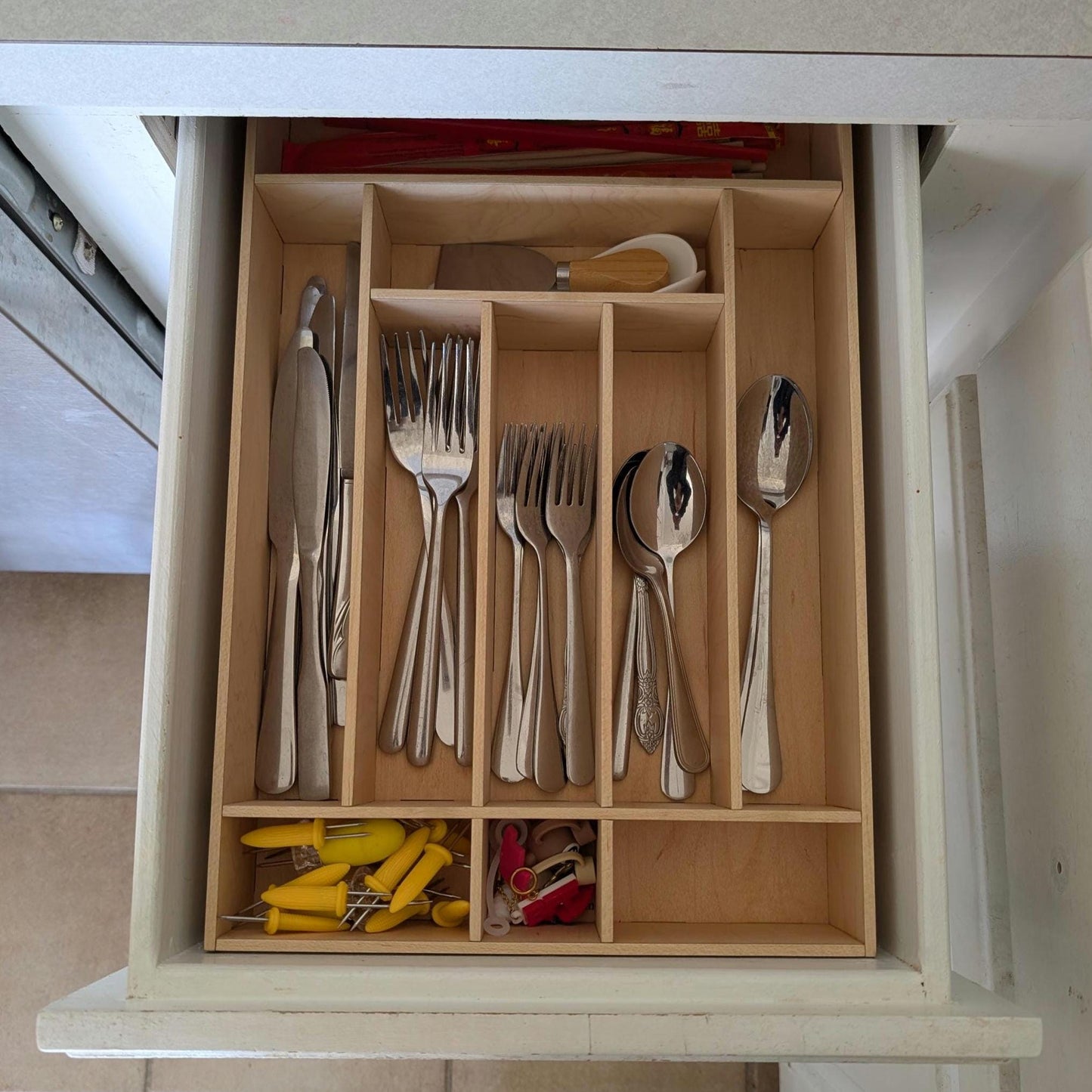 Silverware Wooden Drawer Organizer-Kitchen Drawer Divider #2 - Trinket Shelf - Curio Cabinet