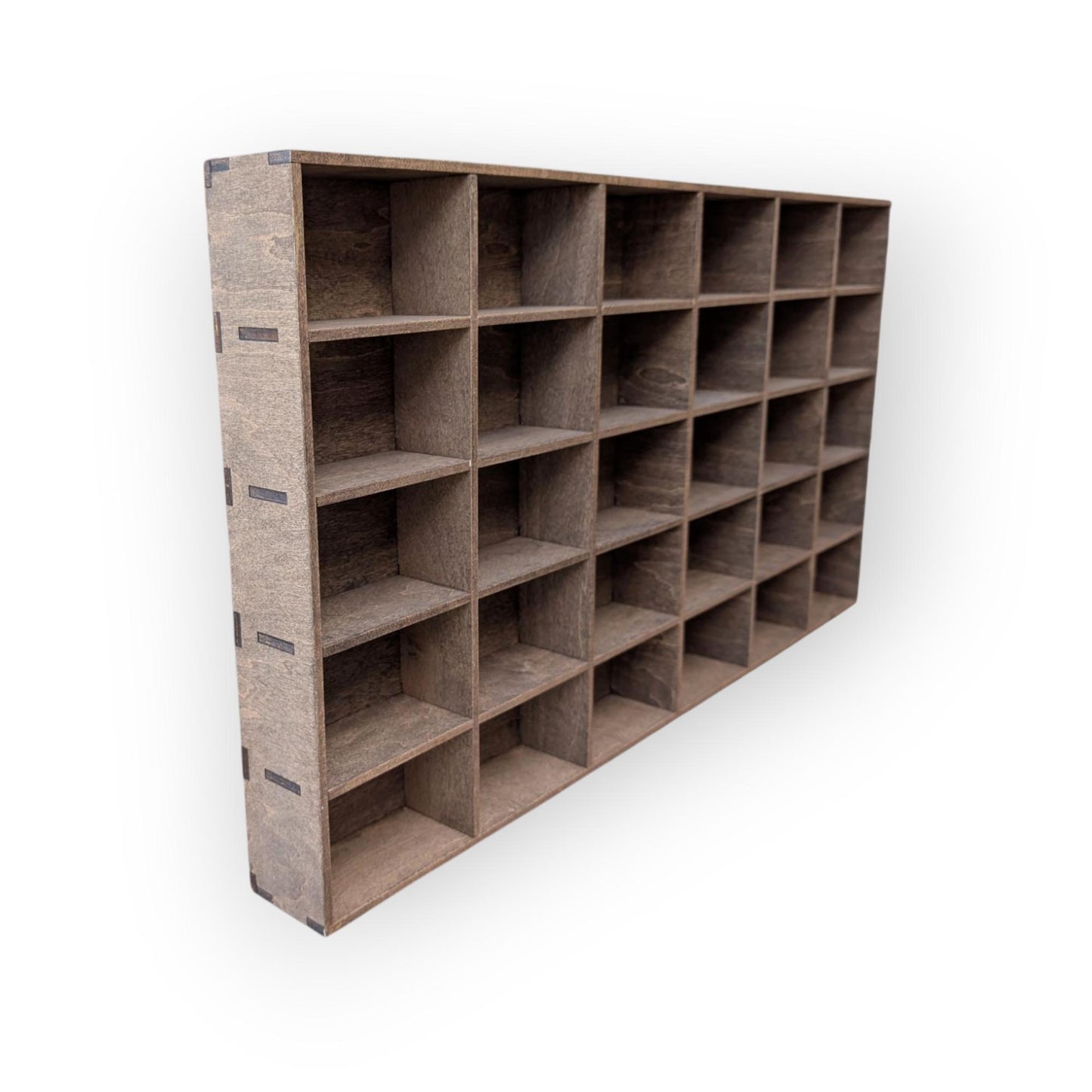 30 Compartment Wooden Display Shelf - 4x2.5 - Trinket Shelf - Curio Cabinet
