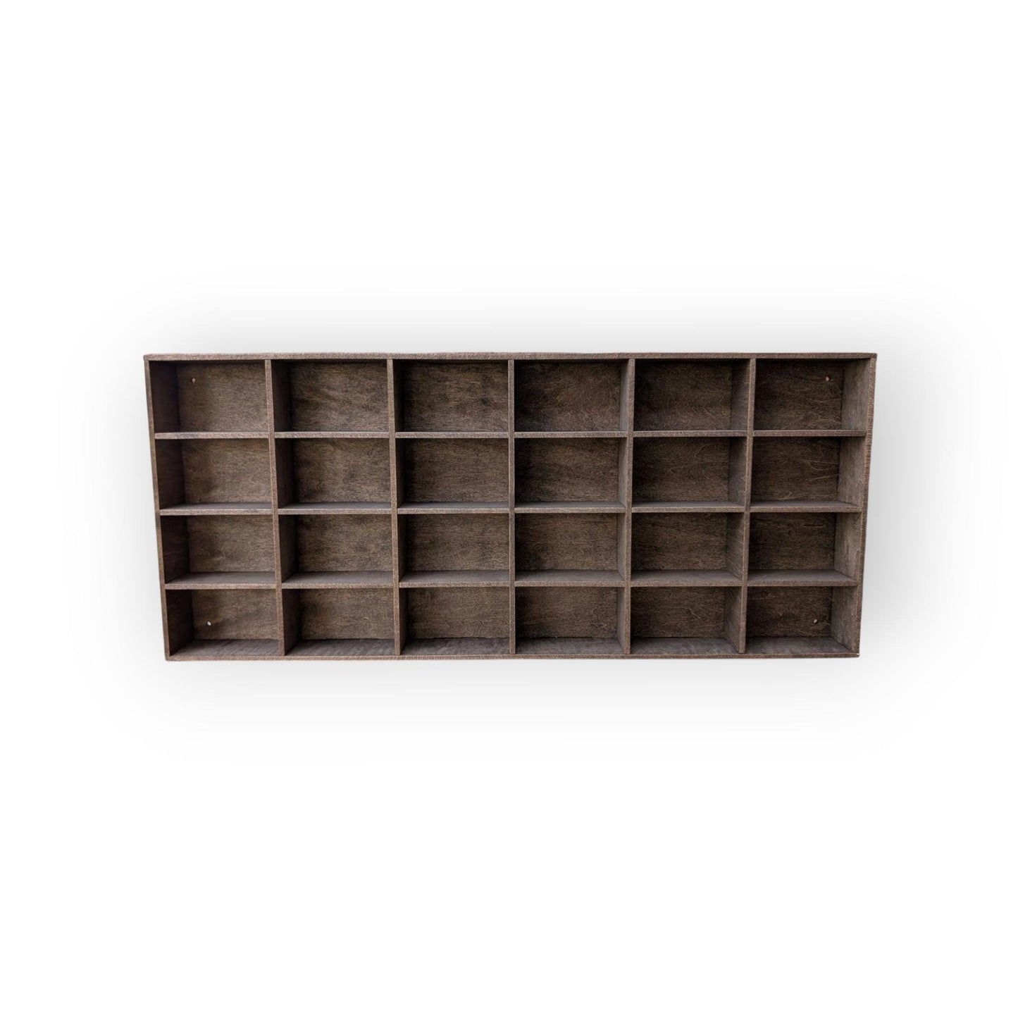 24 Compartment Wooden Display Shelf - 4x2.5 - Trinket Shelf - Curio Cabinet