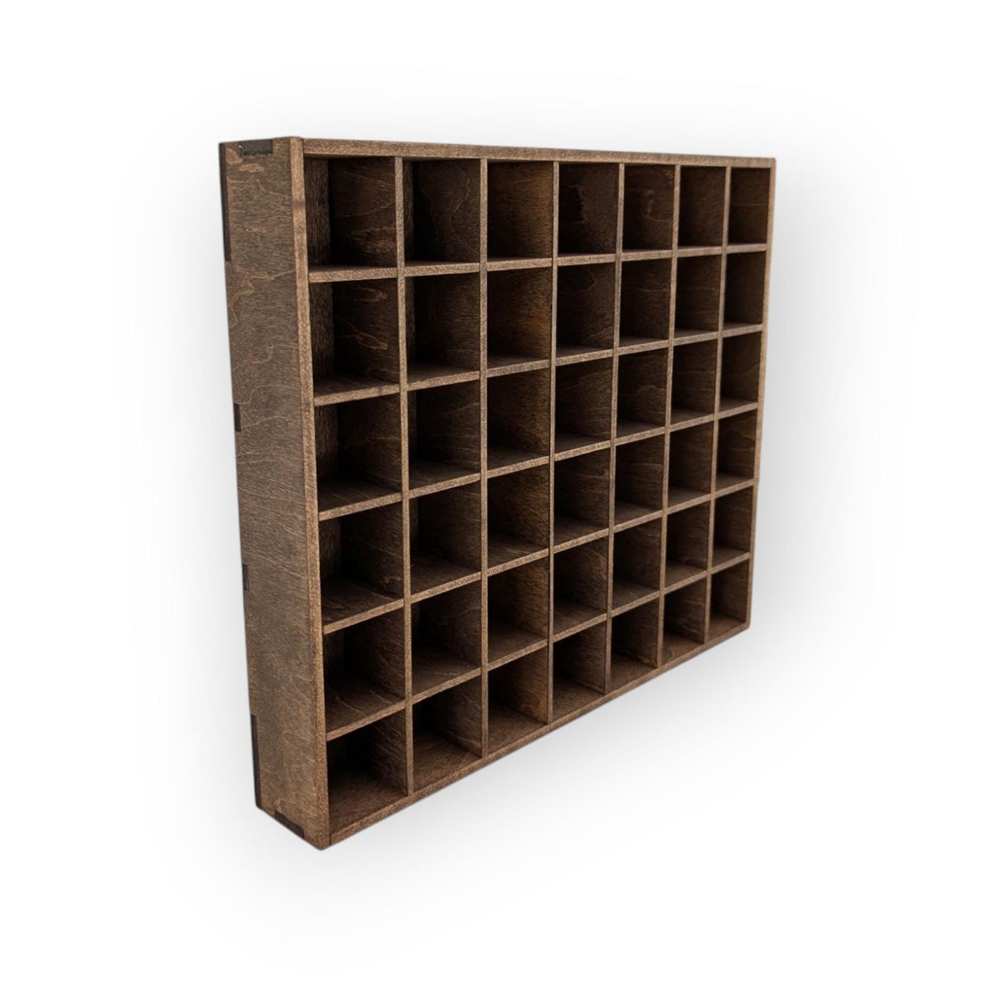 42 Compartment Wooden Display Shelf - 1.5x1.5 - Trinket Shelf - Curio Cabinet