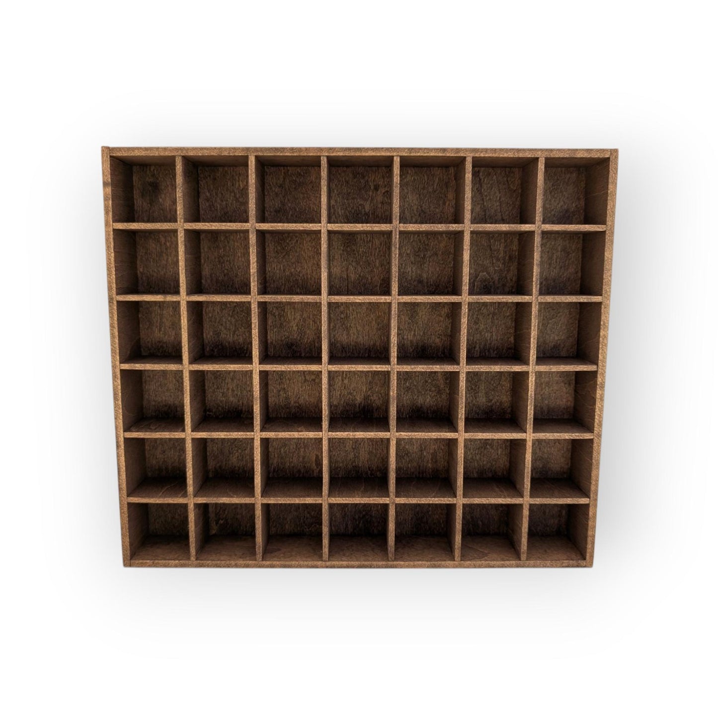 42 Compartment Wooden Display Shelf - 1.5x1.5 - Trinket Shelf - Curio Cabinet