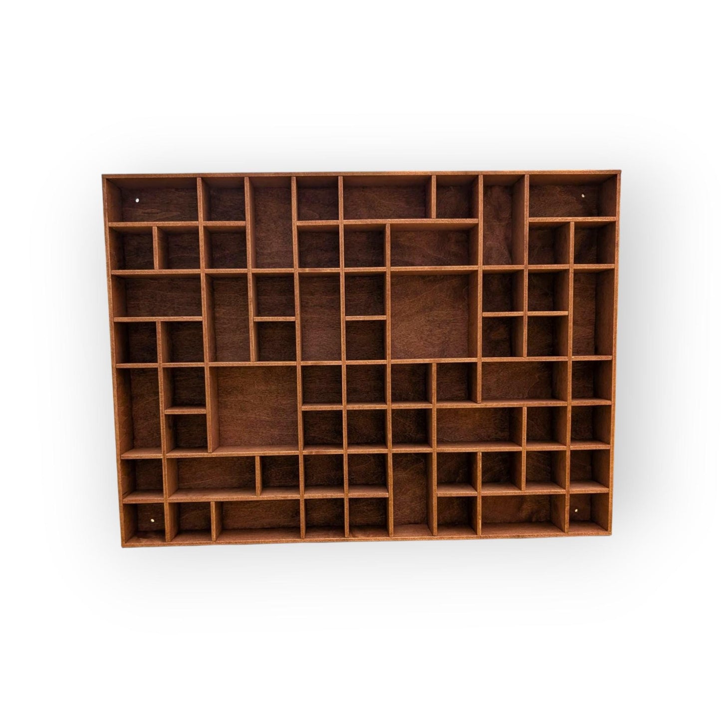 Multi Compartment Wooden Display Shelf-Crystal Display Shelf-Curio Cabinet- Knick Knack Display - Printer Tray -Figure Organizer Display #36