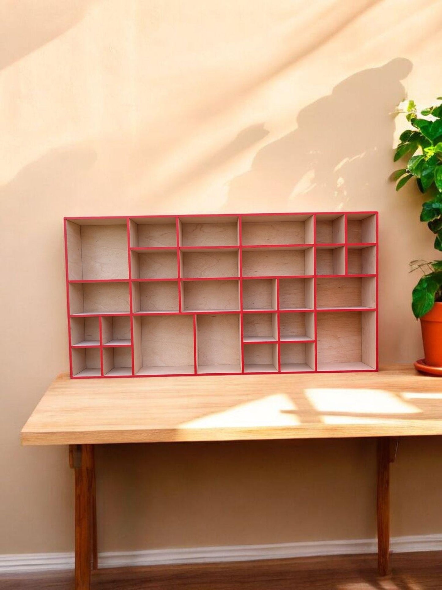 Multi Compartment Wooden Display Shelf-Crystal Display Shelf -Curio Cabinet- Knick Knack Display - Printer Tray -Figure Organizer Display #8