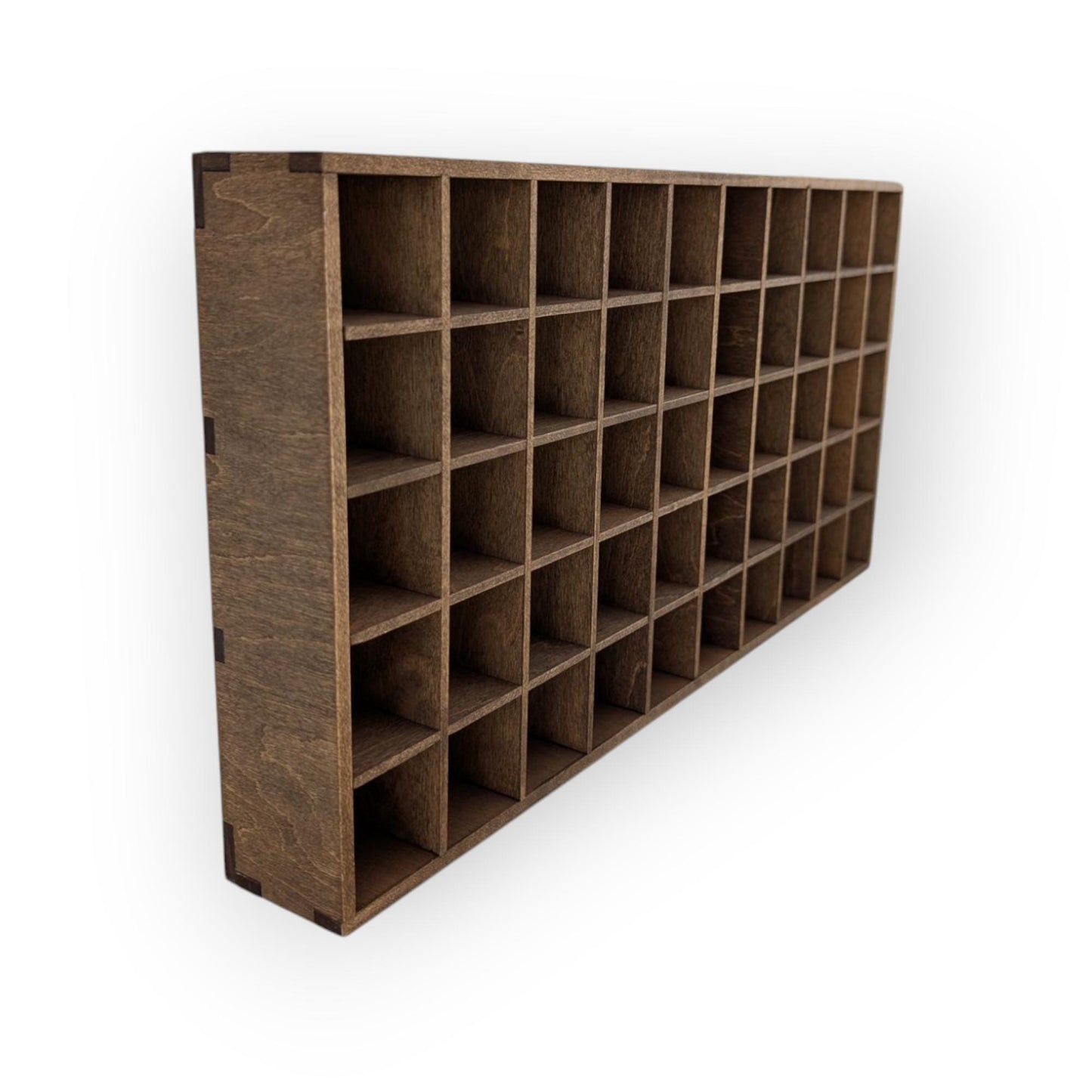 50 Compartment Wooden Display Shelf - 1.5x1.5 - Trinket Shelf - Curio Cabinet