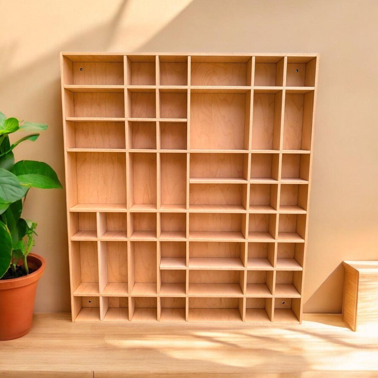 Multi Compartment Wooden Display Shelf-Crystal Display Shelf-Curio Cabinet- Knick Knack Display - Printer Tray -Figure Organizer Display #29