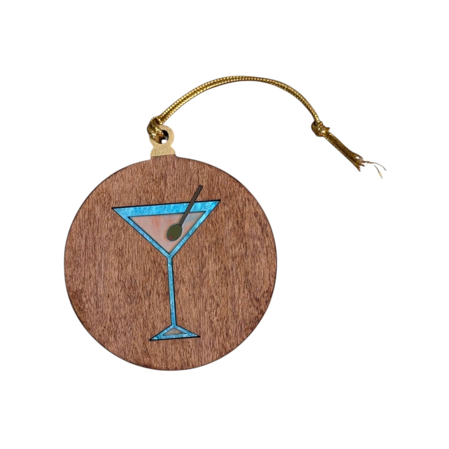 Custom Retro Martini Glass Christmas Ornament - Mid Century Modern Acrylic Inlay Ornament -Family Memory- Alcohol Gift Atomic Thank You Gift