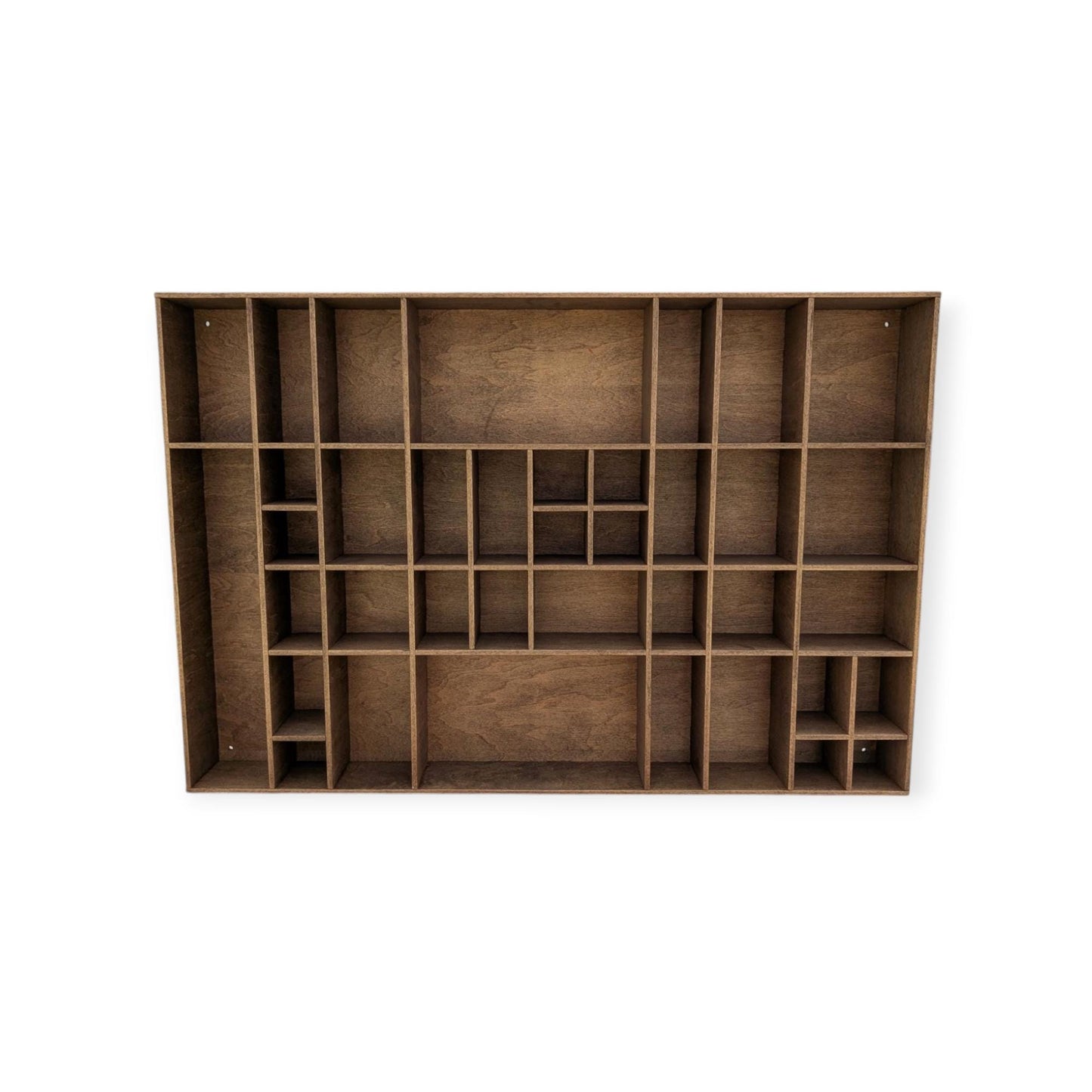 Multi Compartment Wooden Display Shelf-Crystal Display Shelf-Curio Cabinet- Knick Knack Display - Printer Tray -Figure Organizer Display #28