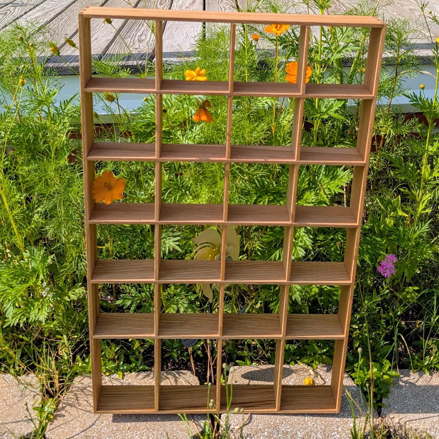 24 Compartment Wooden Display Shelf - 4x4 - Trinket Shelf - Curio Cabinet
