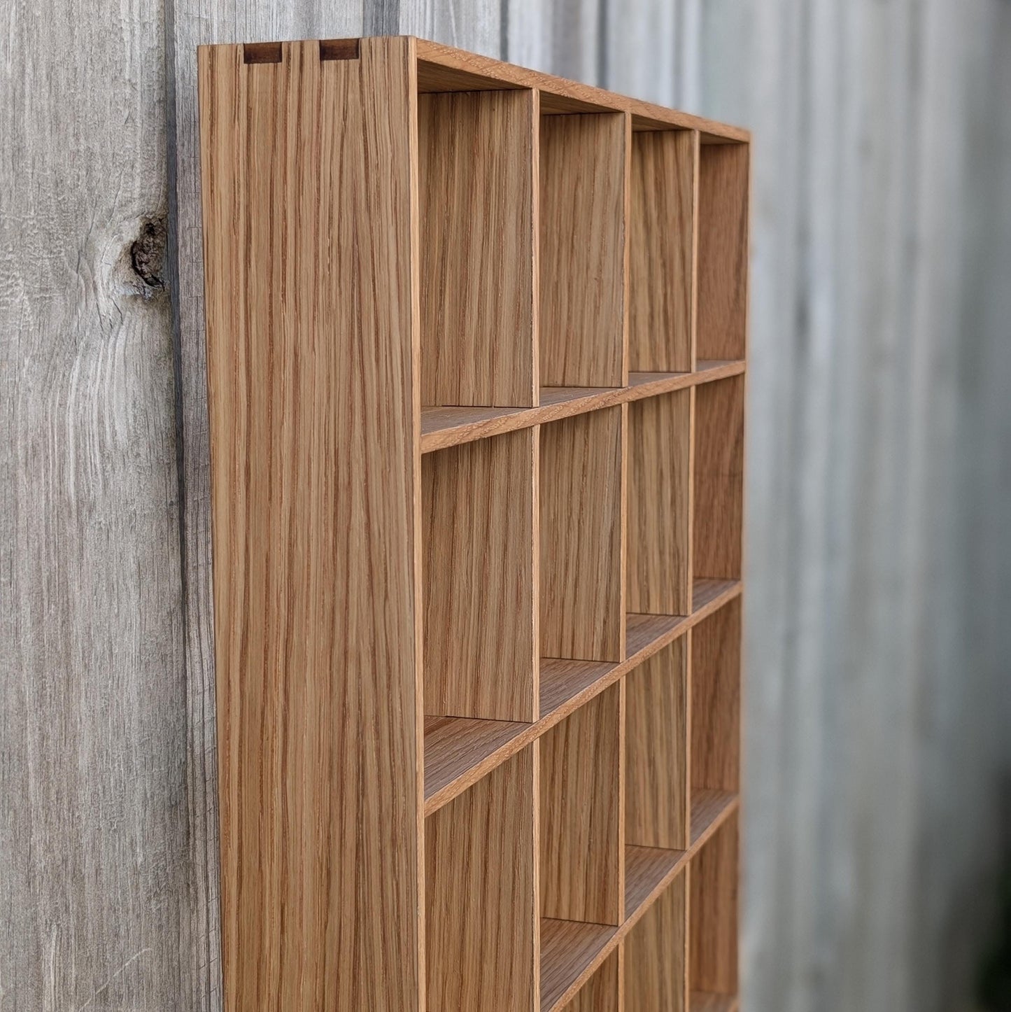 24 Compartment Wooden Display Shelf - 4x4 - Trinket Shelf - Curio Cabinet