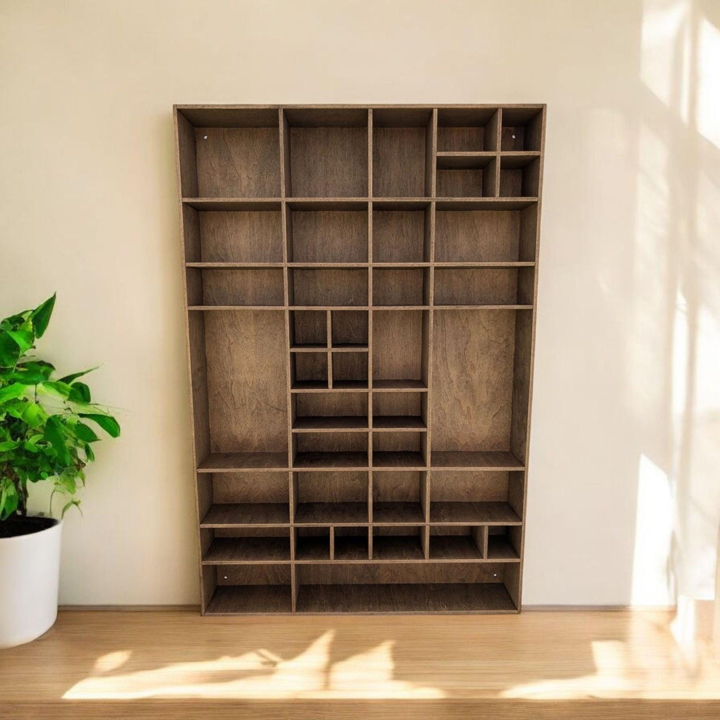 Multi Compartment Wooden Display Shelf-Crystal Display Shelf-Curio Cabinet- Knick Knack Display - Printer Tray -Figure Organizer Display #28