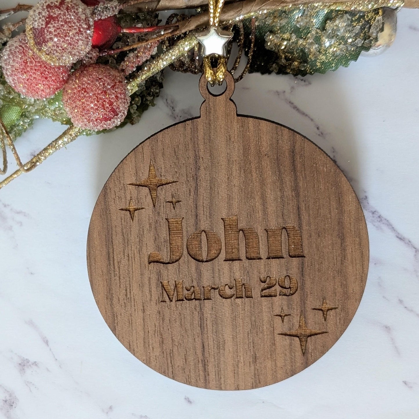 Personalized Sagittarius Ornament | Walnut & Acrylic Zodiac Christmas Gift