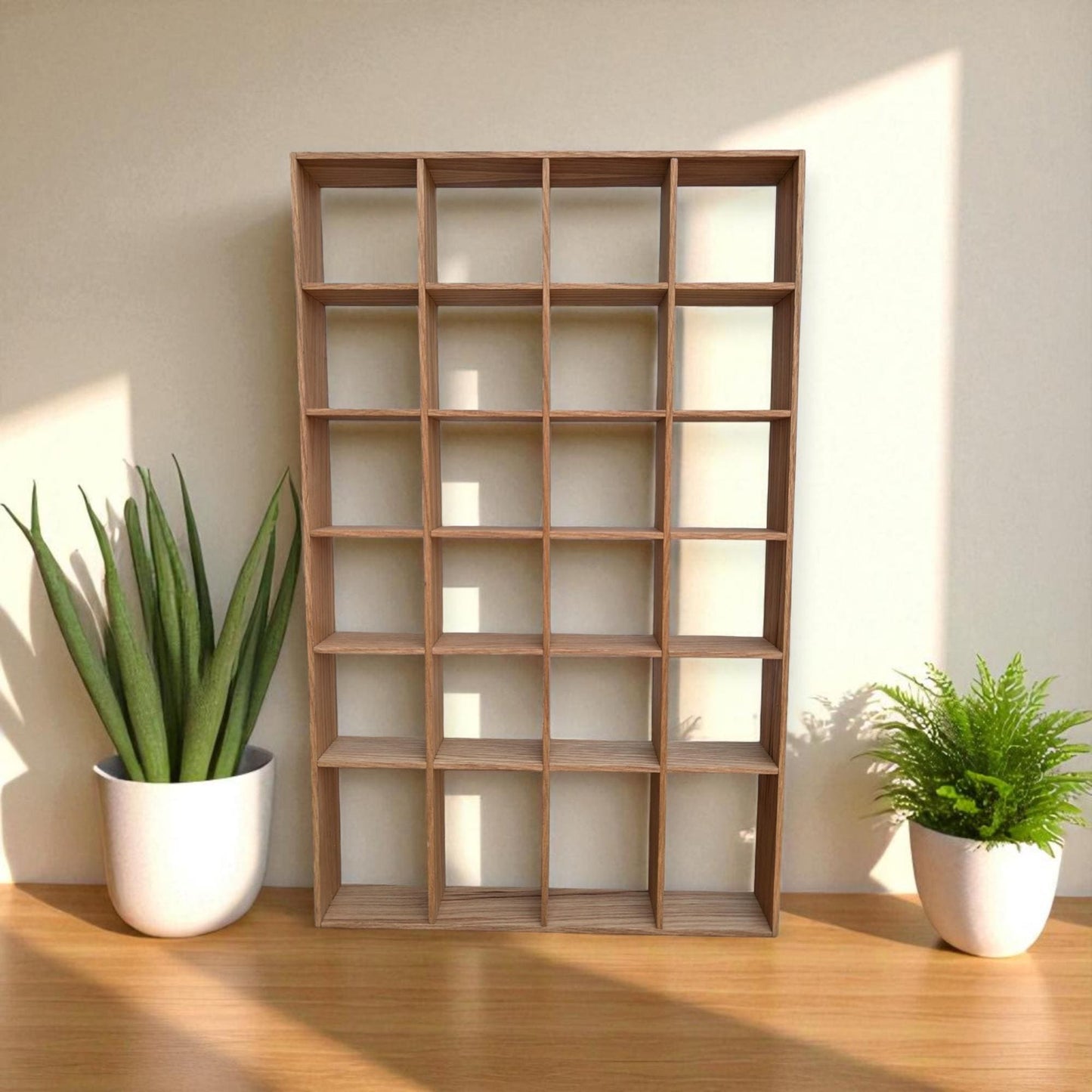 24 Compartment Wooden Display Shelf - 4x4 - Trinket Shelf - Curio Cabinet