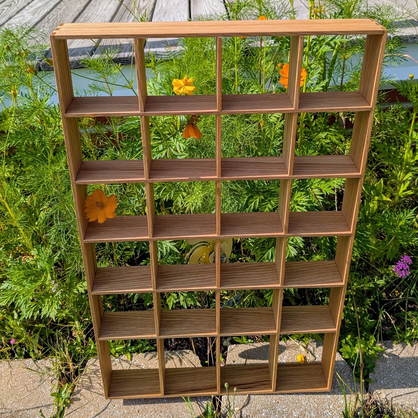 24 Compartment Wooden Display Shelf - 4x4 - Trinket Shelf - Curio Cabinet