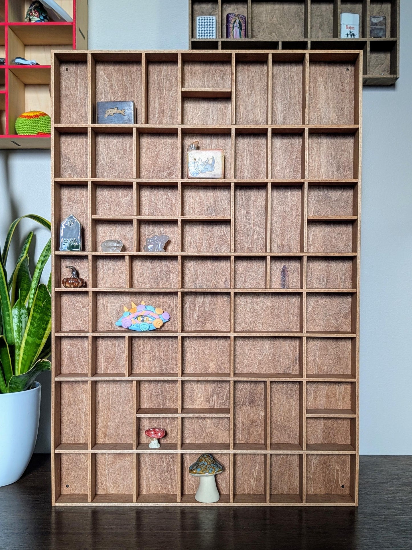 Shadow Box Wooden Display Shelf - Wall Cubby Shelf - Multiple Compartment Sizes - #12 - Trinket Shelf - Curio Cabinet