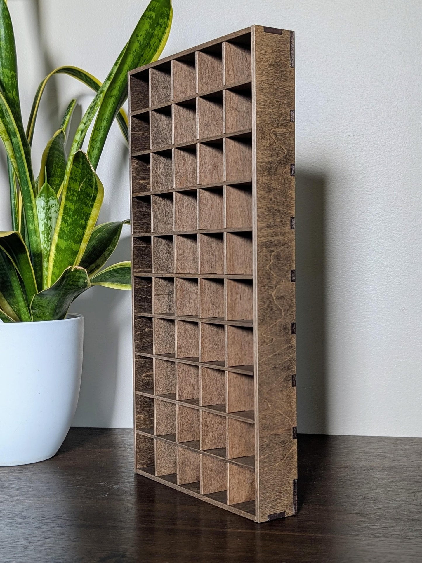 50 Compartment Wooden Display Shelf - 1.5x1.5 - Trinket Shelf - Curio Cabinet